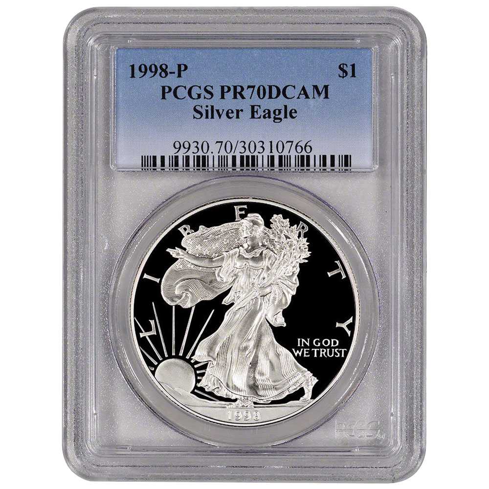 1998\u002DP\u0020PCGS\u0020PR\u002D70\u0020American\u0020Silver\u0020Eagle\u0020Proof\u0020Coin