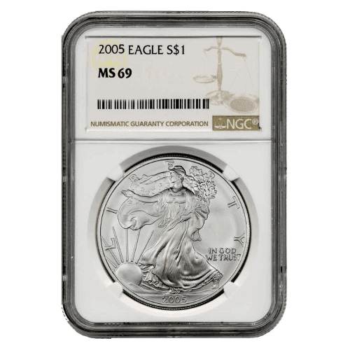 2005\u0020NGC\u0020MS\u002D69\u0020American\u0020Silver\u0020Eagle\u0020Coin\u0020\u0028Brown\u0020Label\u0029