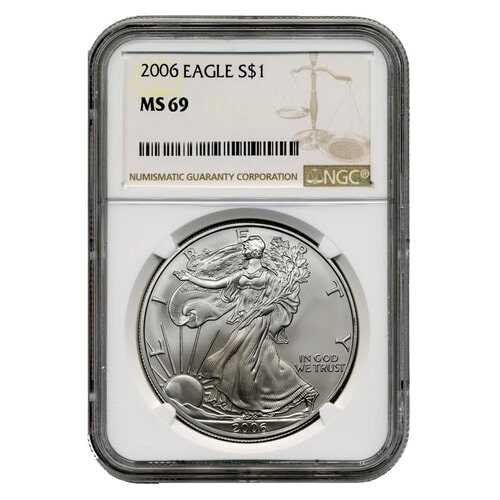2006\u0020NGC\u0020MS\u002D69\u0020American\u0020Silver\u0020Eagle\u0020Coin\u0020\u0028Brown\u0020Label\u0029