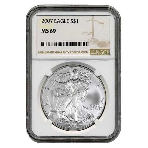 2007\u0020NGC\u0020MS\u002D69\u0020American\u0020Silver\u0020Eagle\u0020Coin\u0020\u0028Brown\u0020Label\u0029