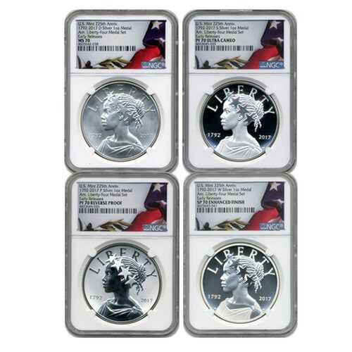 2017\u0020American\u0020Liberty\u0020Silver\u0020NGC\u0020MS\u002FPF\u002D70\u00204\u0020Medal\u0020Set