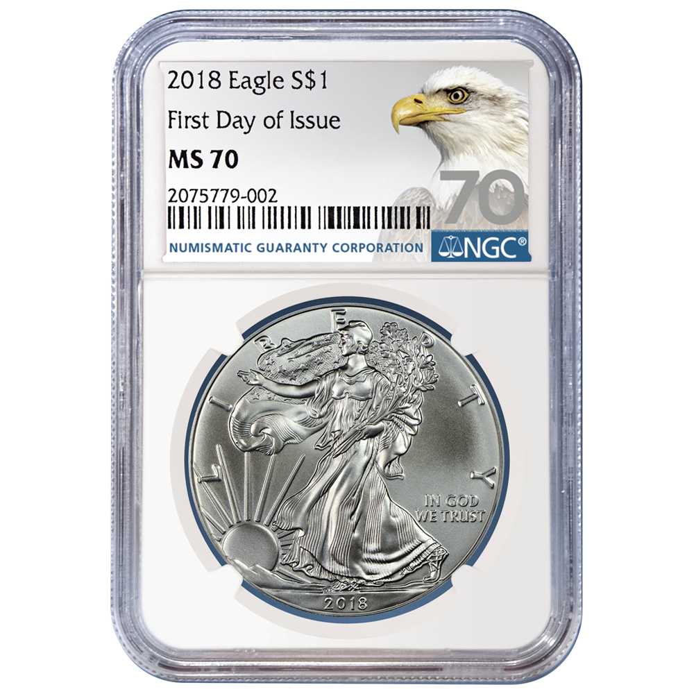 2018\u0020NGC\u0020MS\u002D70\u0020First\u0020Day\u0020Of\u0020Issue\u0020American\u0020Silver\u0020Eagle\u0020Coin\u0020\u002870\u0020Label\u0029