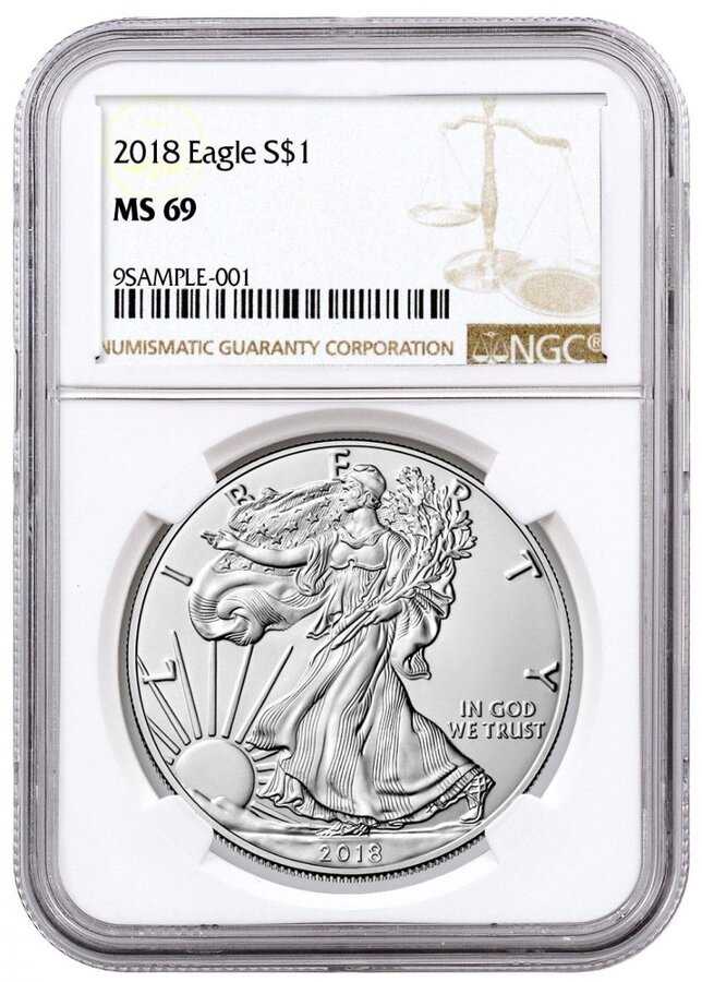 2018\u0020NGC\u0020MS\u002D69\u0020American\u0020Silver\u0020Eagle\u0020Coin\u0020\u0028Brown\u0020Label\u0029