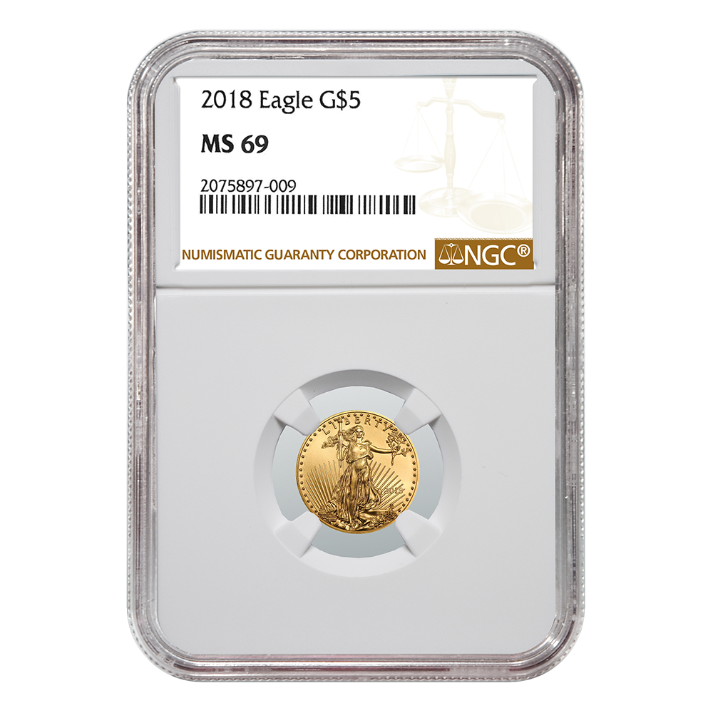 2018\u00201\u002F10\u0020oz\u0020NGC\u0020MS\u002D69\u0020Gold\u0020American\u0020Eagle