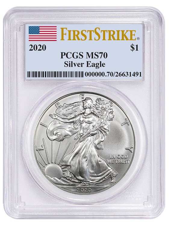 2020\u0020PCGS\u0020MS\u002D70\u0020First\u0020Strike\u0020American\u0020Silver\u0020Eagle