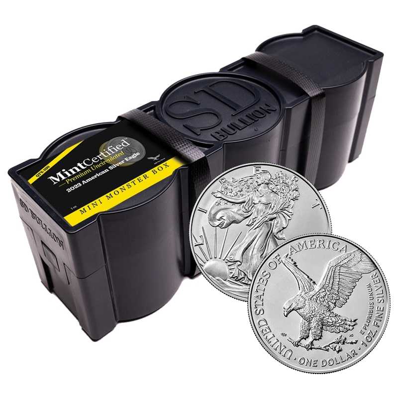 2023\u00201\u0020oz\u0020American\u0020Silver\u0020Eagle\u0020MintCertified\u2122\u0020Premium\u0020Uncirculated\u0020\u007C\u0020Mini\u0020Monster\u0020Box