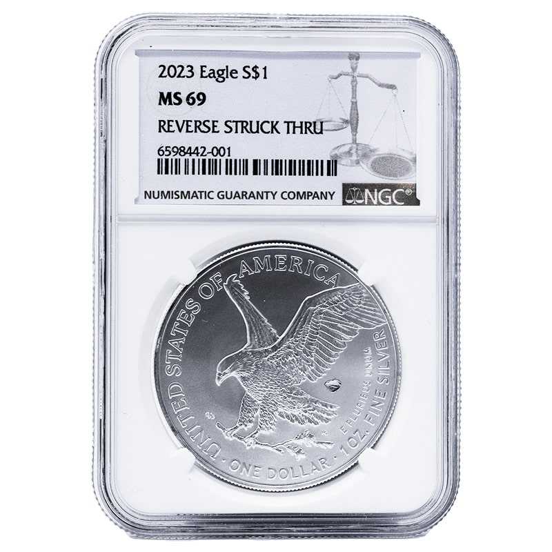 2023\u0020NGC\u0020MS\u002D69\u0020Mint\u0020Error\u0020Reverse\u0020Struck\u0020Thru\u0020Silver\u0020Eagle\u0020Coin