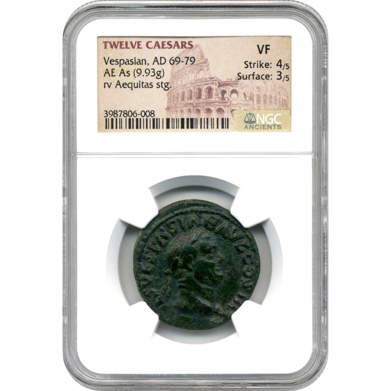 Twelve\u0020Caesars\u0020Vespasian\u0020AE\u0020As\u0020AD\u002069\u002D79\u0020\u002D\u0020NGC\u0020VF