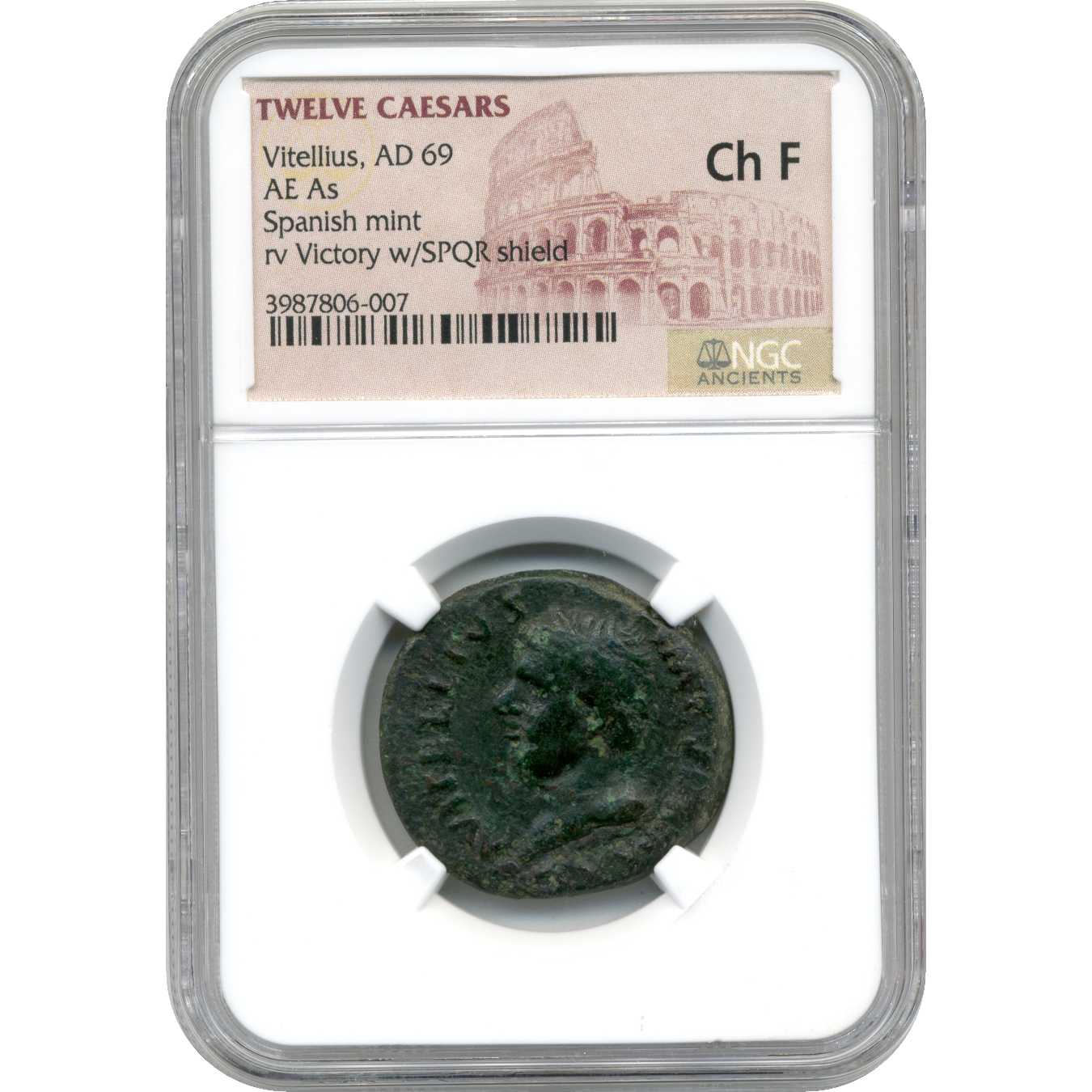 Twelve\u0020Caesars\u0020Vitellius\u0020AE\u0020As\u0020AD\u002069\u0020Spanish\u0020Mint\u0020\u002D\u0020NGC\u0020Ch\u0020F