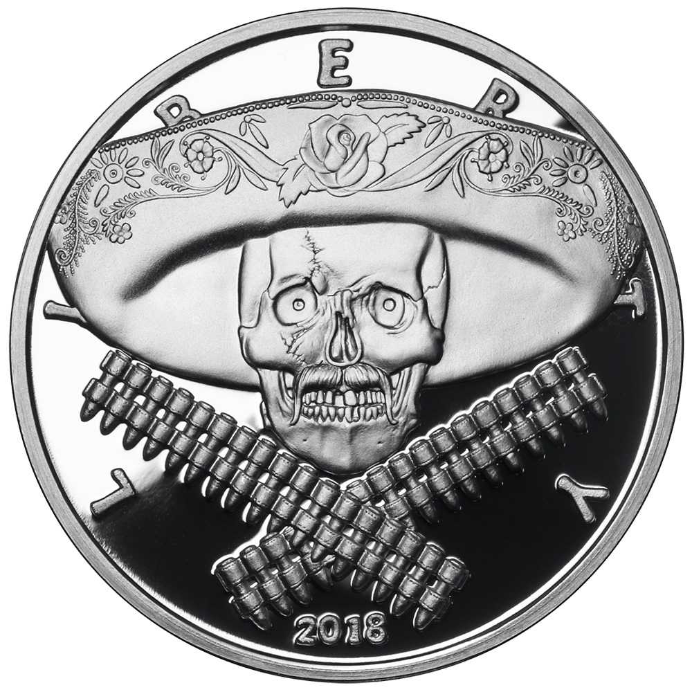 2018\u00201\u0020oz\u0020Western\u0020Skulls\u0020Mexican\u0020Bandit\u0020Proof\u0020Silver\u0020Round