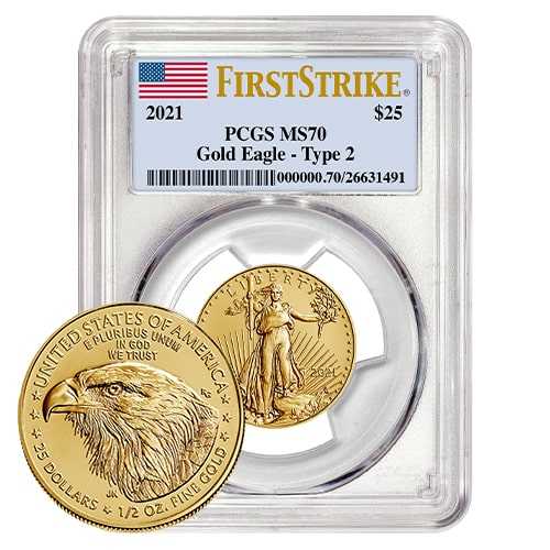 2021\u00201\u002F2\u0020oz\u0020PCGS\u0020MS\u002D70\u0020First\u0020Strike\u0020Type\u00202\u0020American\u0020Gold\u0020Eagle\u0020Coin