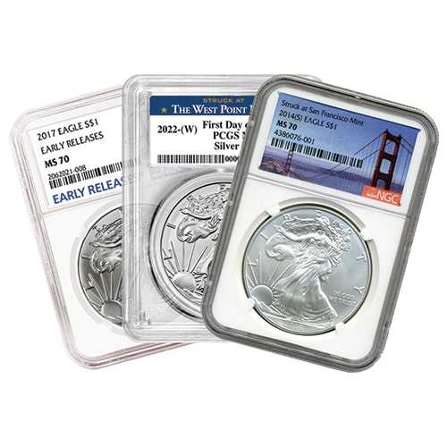 Random\u0020US\u0020Silver\u0020Eagle\u0020NGC\u002FPCGS\u0020MS\u002D70\u0020Coin