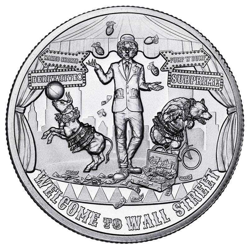 2022\u00202\u0020oz\u0020Welcome\u0020to\u0020Wall\u0020Street\u0020High\u0020Relief\u0020Silver\u0020Round