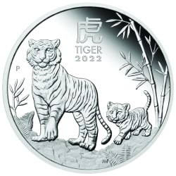 2022 1 oz Year of the Tiger Proof Silver Coin | Perth Mint Lunar Series III