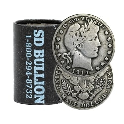 90% Silver Barber Half Dollars ($10 Face - Very Good) 