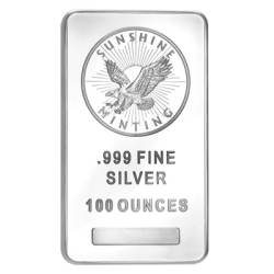 100 oz Sunshine Mint Silver Bar 100 oz Sunshine Mint Silver Bar