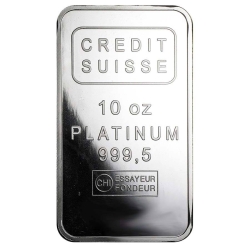10 oz Credit Suisse Platinum Bar with Certicard