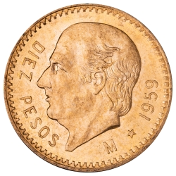 Mexican 10 Pesos Gold Coin - Random Year Mexican 10 Pesos Gold Coin - Random Year