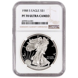 1988-S NGC PF-70 Proof American Silver Eagle Coin 1988-S NGC PF-70 Proof American Silver Eagle Coin