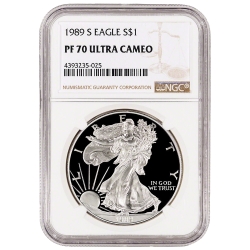 1989-S NGC PF-70 Proof American Silver Eagle Coin 1989-S NGC PF-70 Proof American Silver Eagle Coin