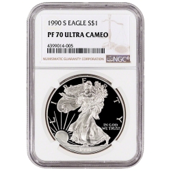 1990-S NGC PF-70 Proof American Silver Eagle Coin 1990-S NGC PF-70 Proof American Silver Eagle Coin