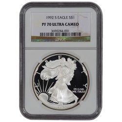 1992-S NGC PF-70 Proof American Silver Eagle Coin 1992-S NGC PF-70 Proof American Silver Eagle Coin