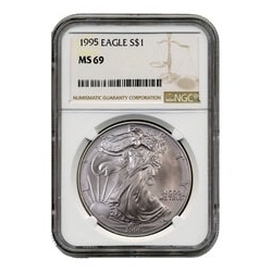 1995 NGC MS-69 American Silver Eagle Coin (Brown Label)