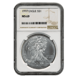 1997 NGC MS-69 American Silver Eagle Coin (Brown Label)