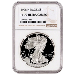 1998-P NGC PF-70 Proof American Silver Eagle Coin 1998-P NGC PF-70 Proof American Silver Eagle Coin
