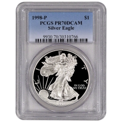 1998-P PCGS PR-70 American Silver Eagle Proof Coin 1998-P PCGS PR-70 American Silver Eagle Proof Coin