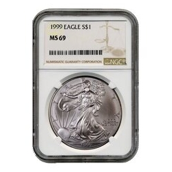 1999 NGC MS-69 American Silver Eagle Coin (Brown Label)