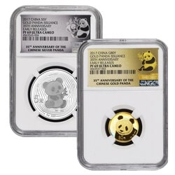 2017 35th Anniversary Chinese Panda PF-69 Early Releases - 15g Silver and 5g Gold Proof Set 2017 35th Anniversary Chinese Panda PF-69 Early Releases - 15g Silver and 5g Gold Proof Set
