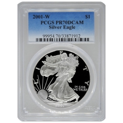 2001-W PCGS PR-70 American Silver Eagle Proof Coin 2001-W PCGS PR-70 American Silver Eagle Proof Coin