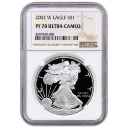 2002-W NGC PF-70 Proof American Silver Eagle Coin 2002-W NGC PF-70 Proof American Silver Eagle Coin
