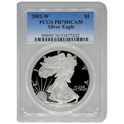 2002-W PCGS PR-70 American Silver Eagle Proof Coin 2002-W PCGS PR-70 American Silver Eagle Proof Coin