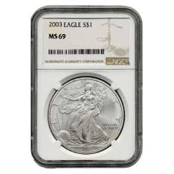 2003 NGC MS-69 American Silver Eagle Coin (Brown Label)