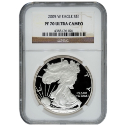 2005-W NGC PF-70 Proof American Silver Eagle Coin 2005-W NGC PF-70 Proof American Silver Eagle Coin