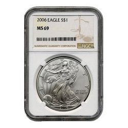 2006 NGC MS-69 American Silver Eagle Coin (Brown Label)