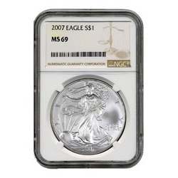 2007 NGC MS-69 American Silver Eagle Coin (Brown Label) 2007 NGC MS-69 American Silver Eagle Coin (Brown Label)
