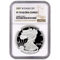 2007-W NGC PF-70 Proof American Silver Eagle Coin 2007-W NGC PF-70 Proof American Silver Eagle Coin