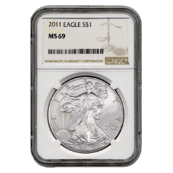 2011 NGC MS-69 American Silver Eagle Coin (Brown Label) 2011 NGC MS-69 American Silver Eagle Coin (Brown Label)