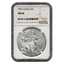 2012 NGC MS-69 American Silver Eagle Coin (Brown Label) 2012 NGC MS-69 American Silver Eagle Coin (Brown Label)