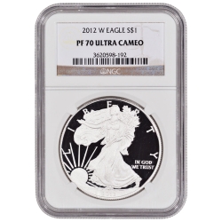 2012-W NGC PF-70 Proof American Silver Eagle Coin 2012-W NGC PF-70 Proof American Silver Eagle Coin