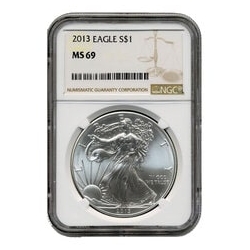 2013 NGC MS-69 American Silver Eagle Coin (Brown Label) 2013 NGC MS-69 American Silver Eagle Coin (Brown Label)