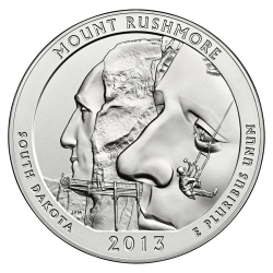 2013 Silver 5 oz Mount Rushmore America The Beautiful