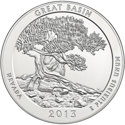 2013 Great Basin National Park 5 oz Burnished Silver Coin - America The Beautiful