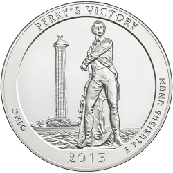 2013 Perry's Victory 5 oz Burnished Silver Coin - America The Beautiful