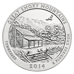 2014 Silver 5 oz Great Smoky Mountain America The Beautiful