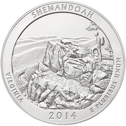 2014 Shenandoah 5 oz Burnished Silver Coin - America The Beautiful