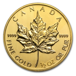 1/2 oz Canadian Gold Maple Leaf Coin - Random Year